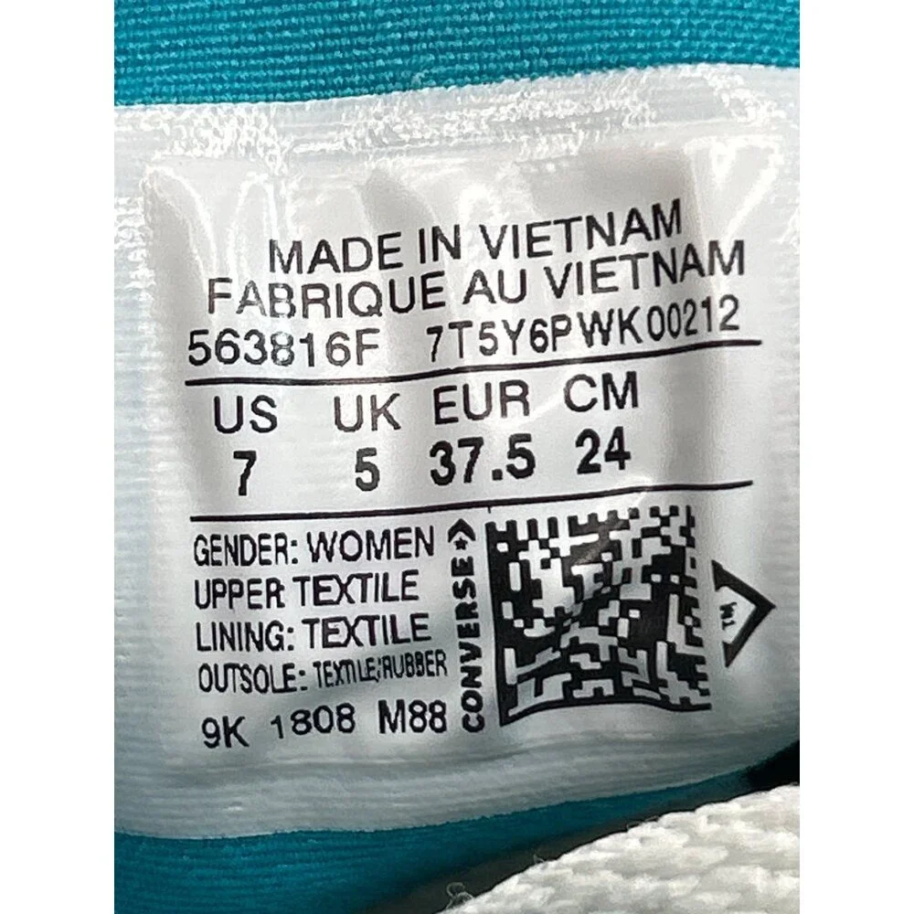 Converse Womens All Star High Top Sneakers Size 7 Geometric Print Blue & White - Picture 6 of 8